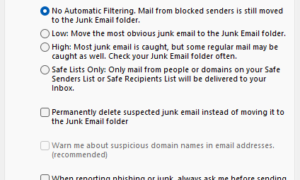 Controleren spam binnen Outlook