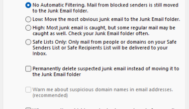 Controleren spam binnen Outlook