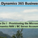 Provisioning Business Central Account